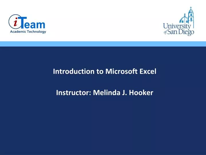 introduction to microsoft excel instructor melinda j hooker