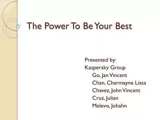 The Power To Be Your Best