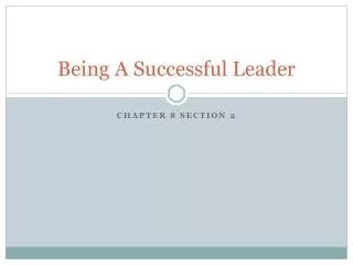 Being A Successful Leader