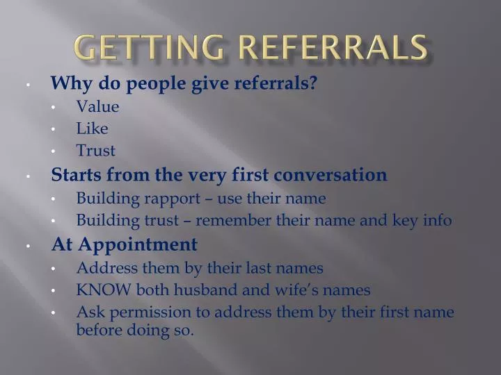 getting referrals