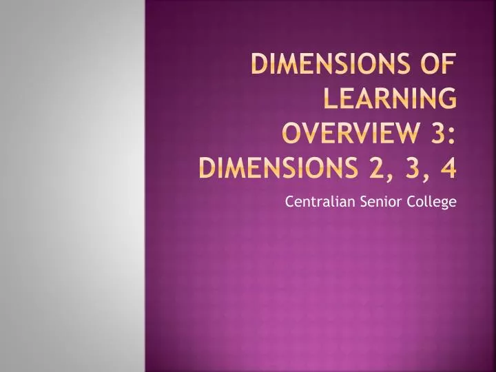 dimensions of learning overview 3 dimensions 2 3 4