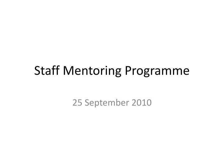 staff mentoring programme