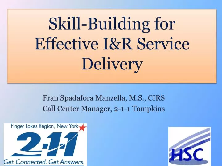 skill building for effective i r service delivery