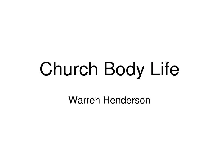 church body life