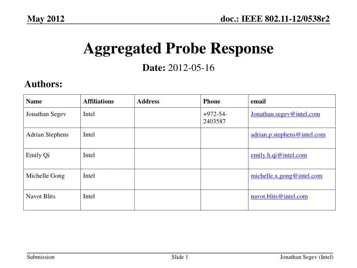 aggregated probe response