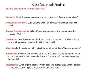 Close (analytical) Reading :