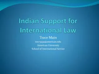 Indian Support for International Law