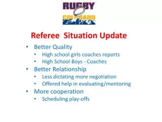 Referee Situation Update
