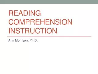 Reading Comprehension Instruction