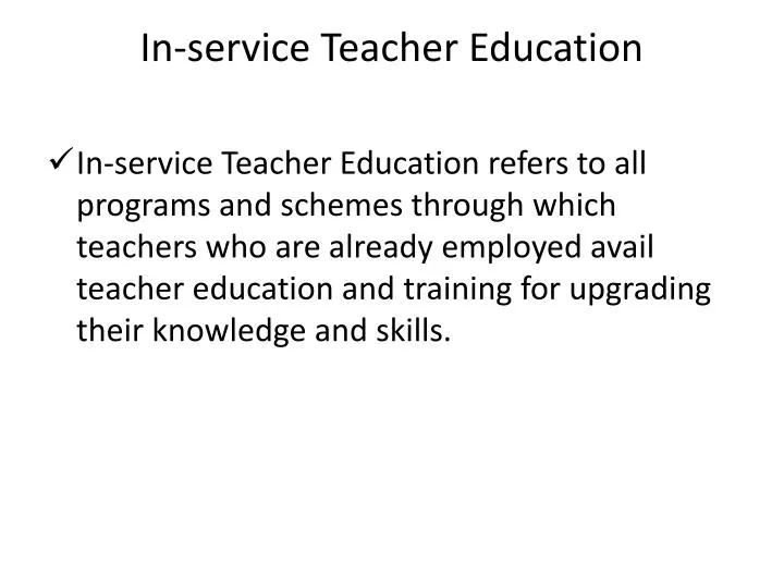 in service teacher education