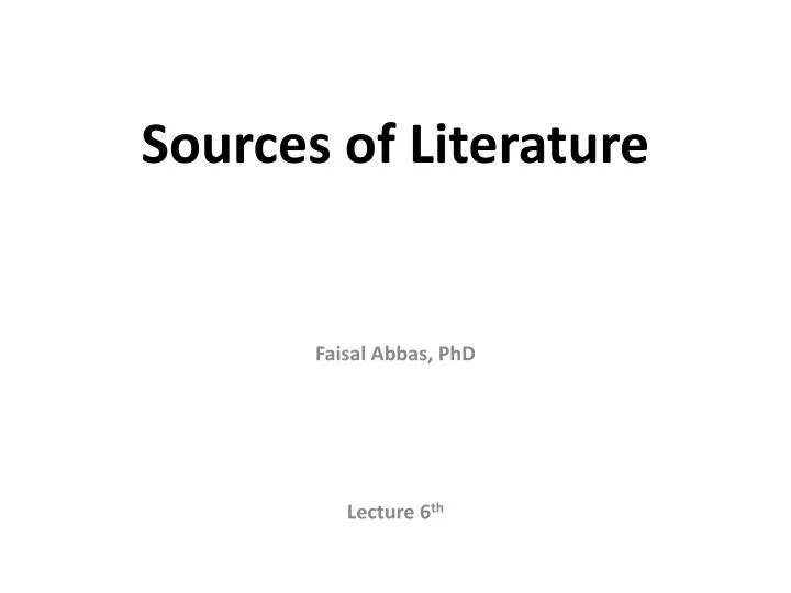 sources of literature