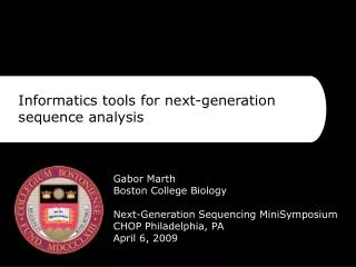 Informatics tools for next-generation sequence analysis