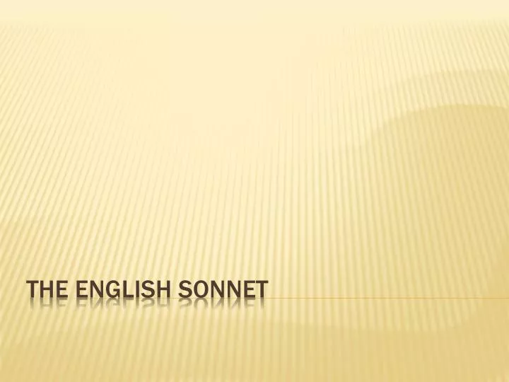 the english sonnet