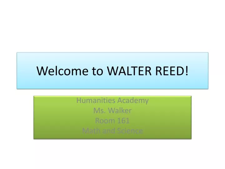 welcome to walter reed