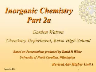 Inorganic Chemistry Part 2a