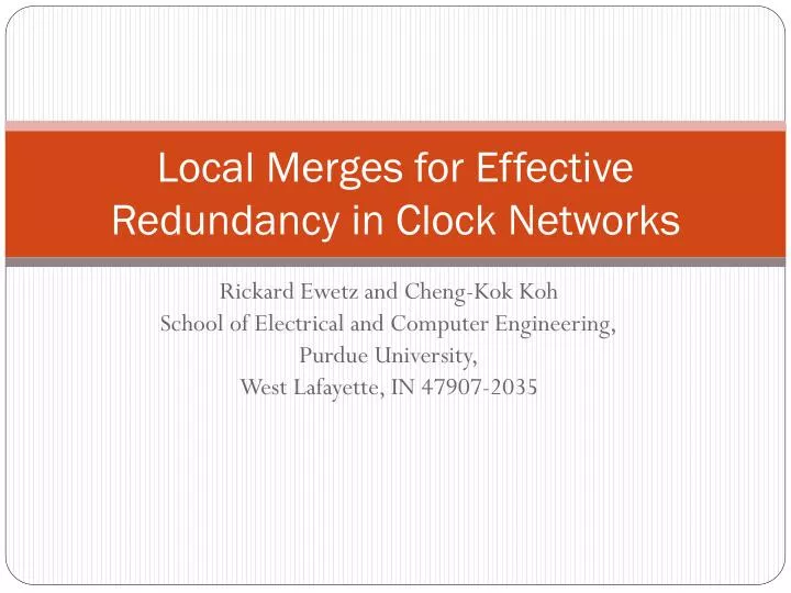 local merges for effective redundancy in clock networks