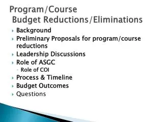 Program/Course Budget Reductions/Eliminations
