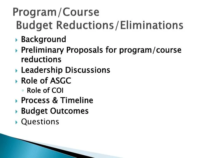 program course budget reductions eliminations