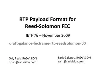 RTP Payload Format for Reed-Solomon FEC