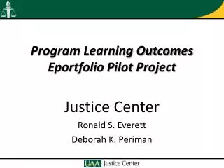 Program Learning Outcomes Eportfolio Pilot Project