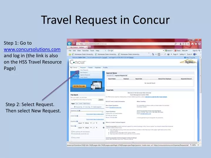 travel request in concur