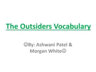 The Outsiders Vocabulary