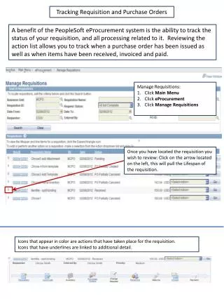 Tracking Requisition and Purchase Orders