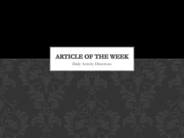 article of the week