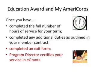 Education Award and My AmeriCorps