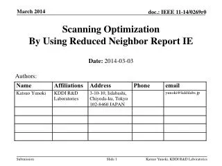 Scanning Optimization B y Using Reduced Neighbor Report IE