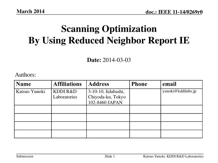 scanning optimization b y using reduced neighbor report ie