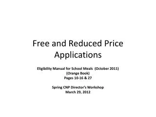 Free and Reduced Price Applications
