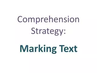 Comprehension Strategy: