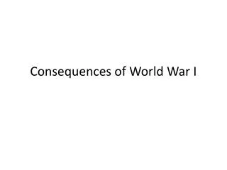 Consequences of World War I