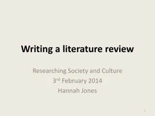 Writing a literature review