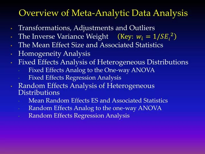 overview of meta analytic data analysis