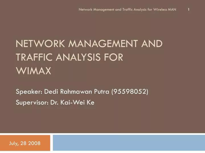 network management and traffic analysis for wimax