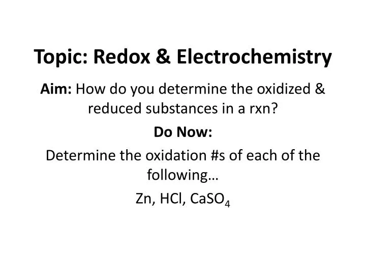 topic redox electrochemistry