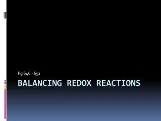 Balancing redox reactions