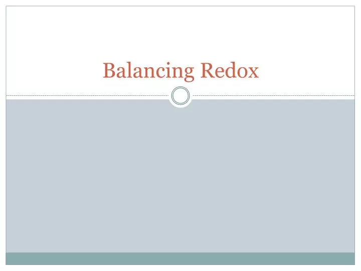 balancing redox