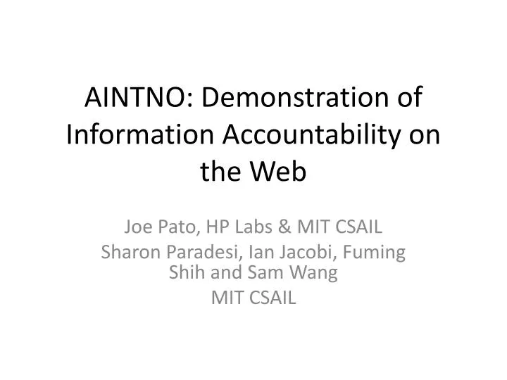 aintno demonstration of information accountability on the web