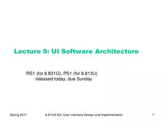Lecture 9: UI Software Architecture