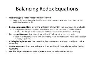 Balancing Redox Equations