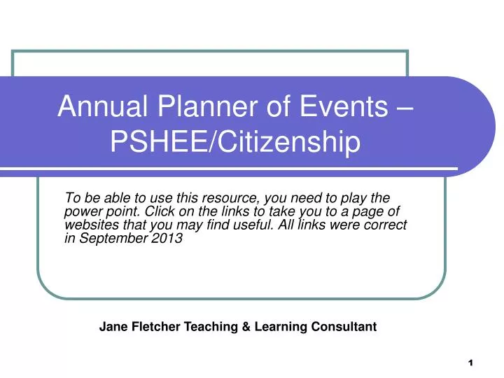 annual planner of events pshee citizenship