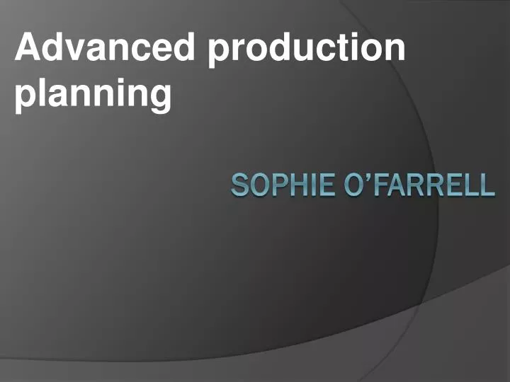 advanced production planning
