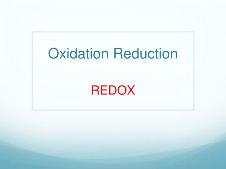 oxidation reduction