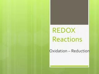 REDOX Reactions