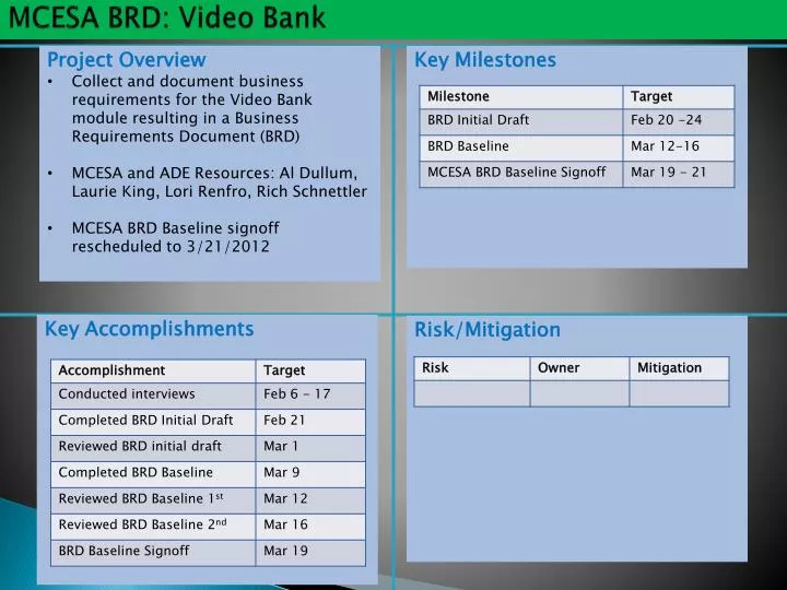 mcesa brd video bank