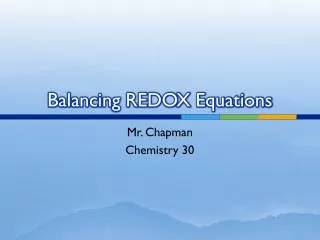 Balancing REDOX Equations