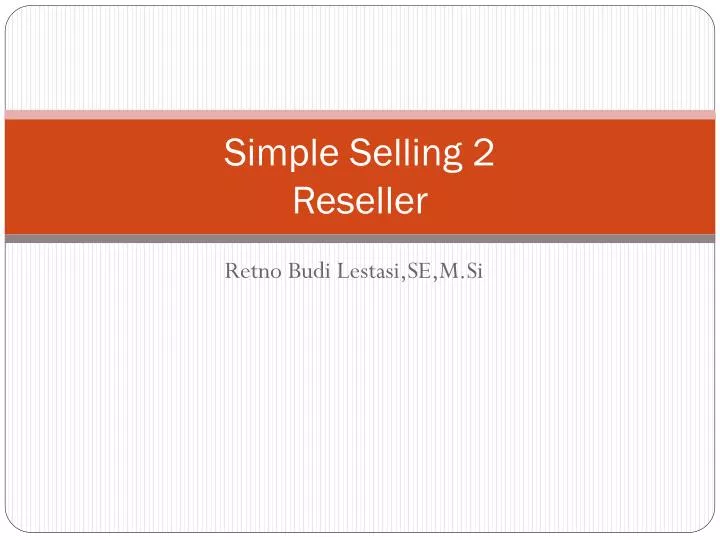 simple selling 2 reseller
